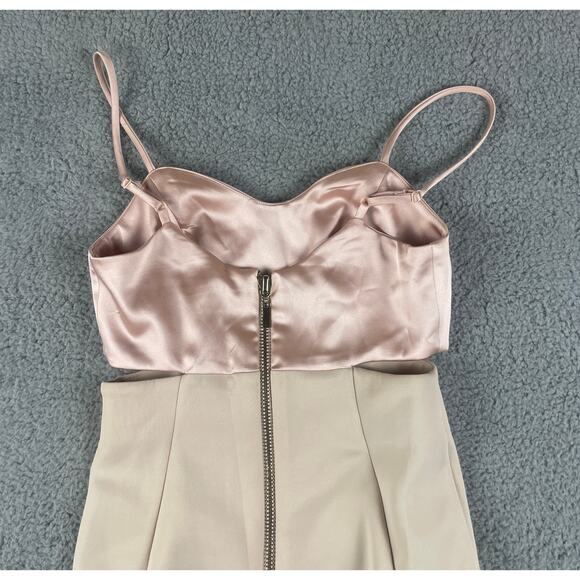 Asos Women's US 4 Pink Beige Polyester Back Zip Up Spaghetti Strap Dress - Picture 11 of 15